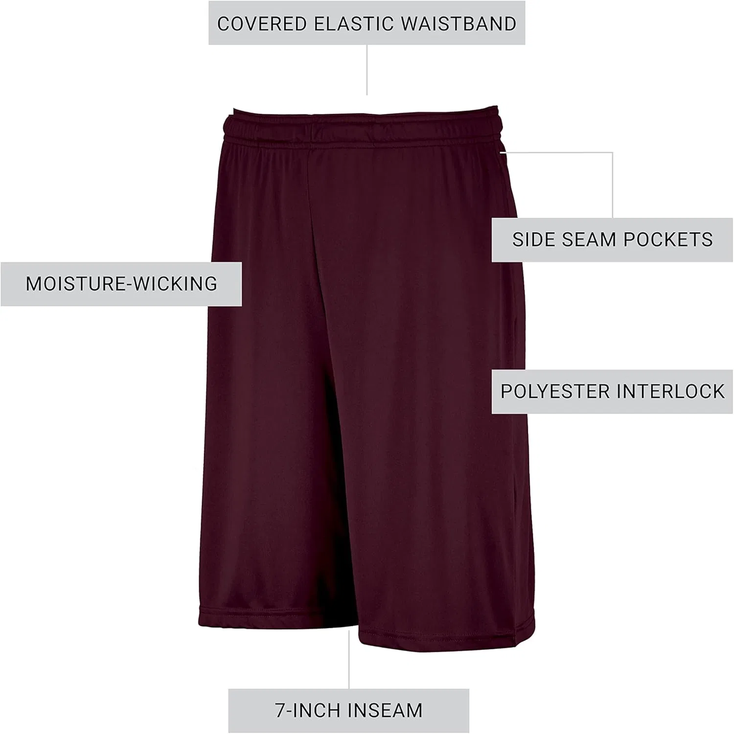 Спортивные шорты Russell Athletic Dri-Power Performance с карманами, бордовый — фото 3