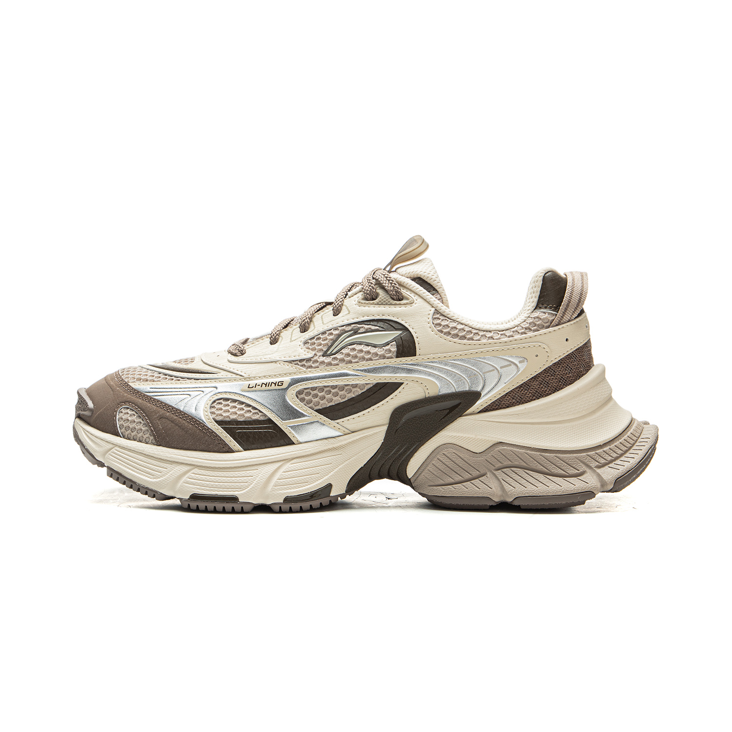 

LINING Мужские кроссовки Star Cushioning с амортизацией, износостойкие, дышащие, низкие, массивные, бежево-коричневые
