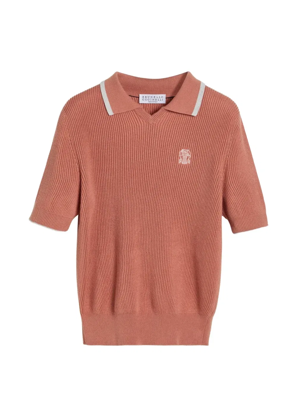 Рубашка поло English в рубчик с логотипом Brunello Cucinelli Kids, красный