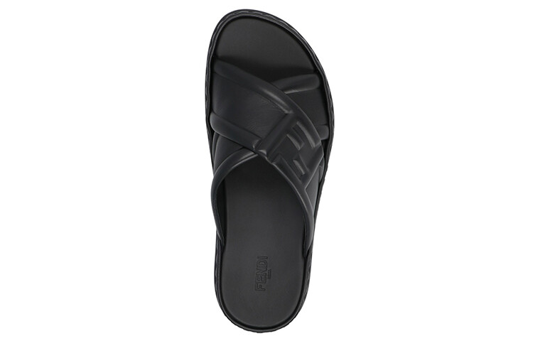 Сандалии Crossover Band черного цвета с тисненым узором Macro FF Fendi — фото 4