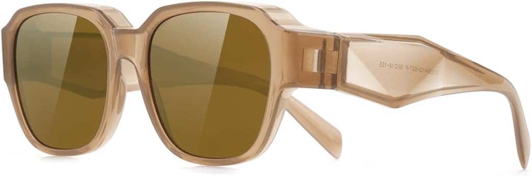 

Солнцезащитные очки Meeloog Polarized Small Fit Over Glasses для женщин, винтажные ретро-очки прямоугольной формы с защитой от УФ-излучения, MST0064, P1 Khaki Frame/Brown Lens
