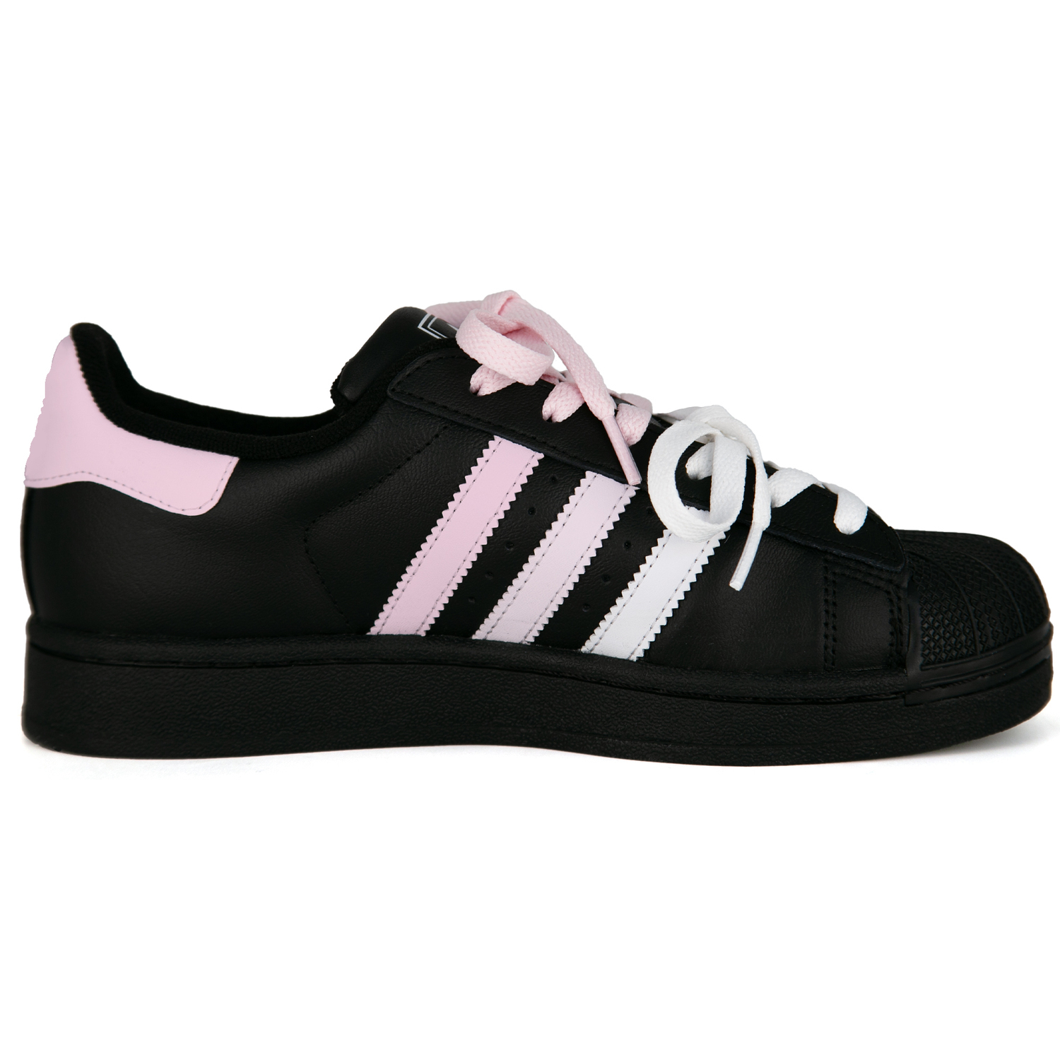 Adidas Originals Детские низкие скейтбордистские кроссовки Superstar 2 Cherry Blossom Snow, износостойкие, черные с розовым рисунком, унисекс — фото 3