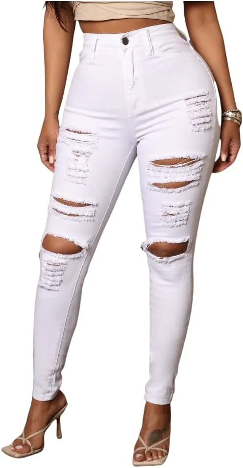 

Женские джинсы High Waisted Tight Elastic, потертый лен