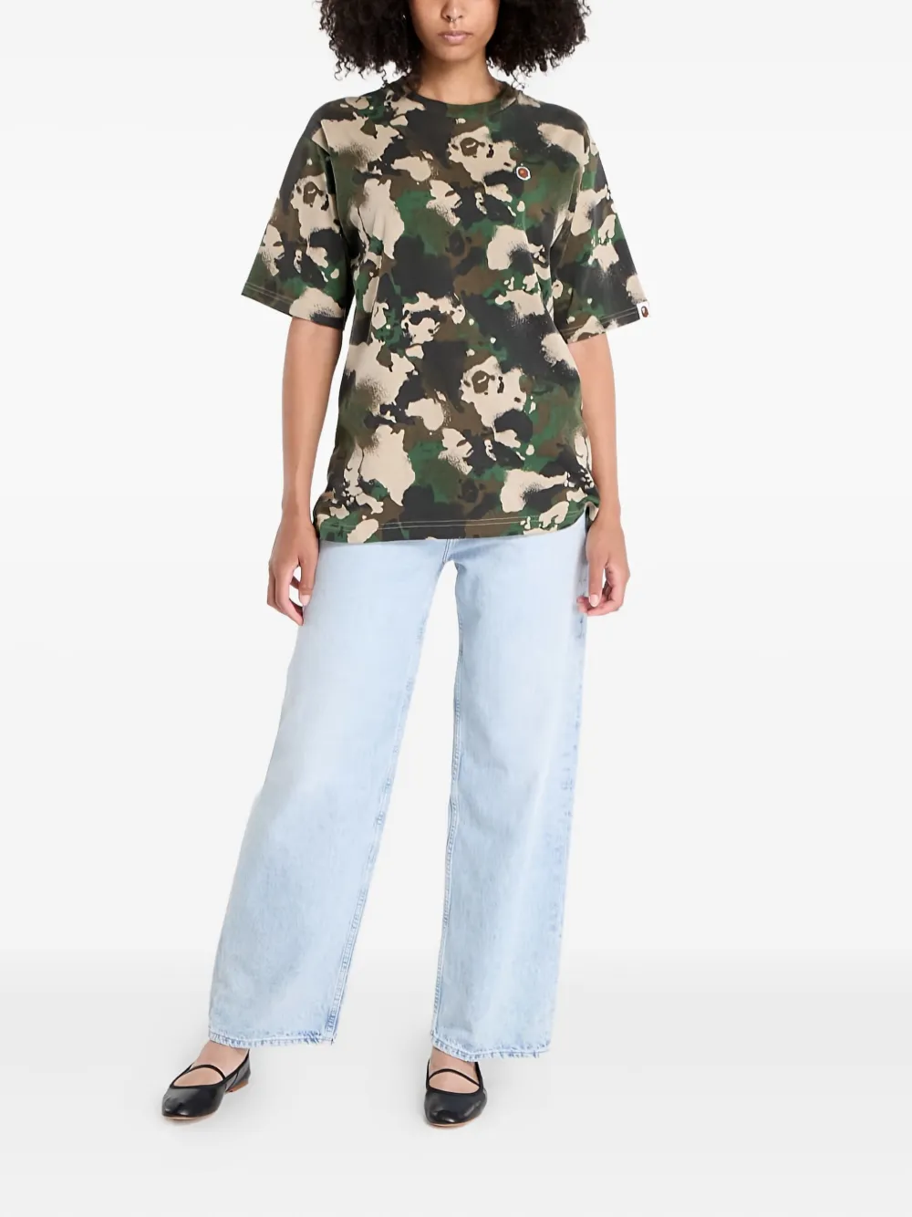 Футболка с камуфляжной головой обезьяны A Bathing Ape, зеленый — фото 2