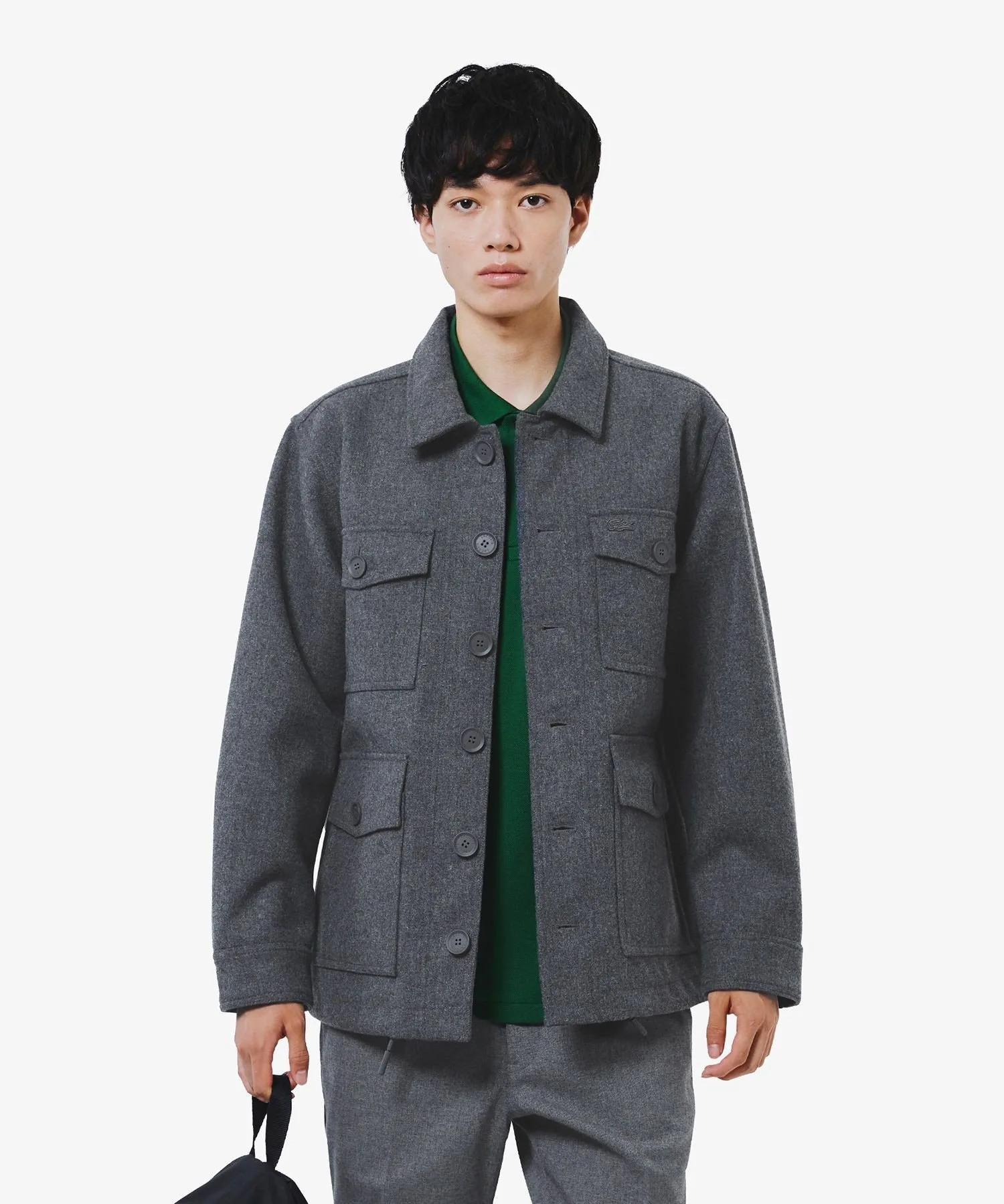 Водонепроницаемая и ветрозащитная трехслойная куртка из шерстяной смеси LACOSTE, Gray
