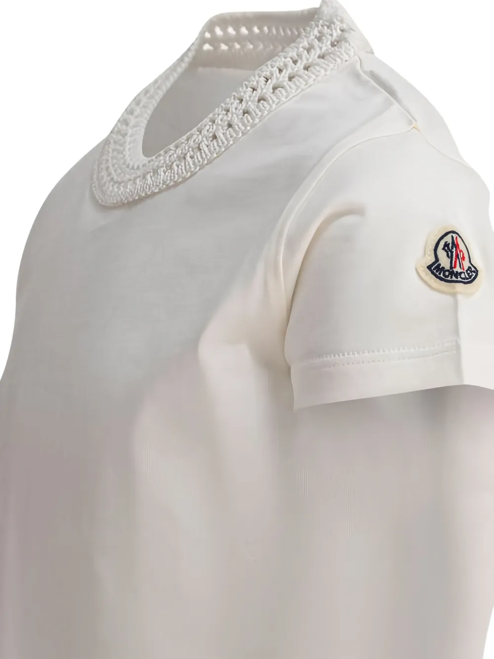 Футболка с вязаным воротником Moncler Enfant, белый — фото 3