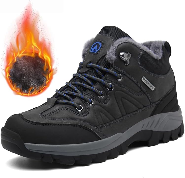 

Мужские походные зимние ботинки Asifn, утепленные хлопковые сапоги, нескользящие, легкие кроссовки, водонепроницаемые с меховой подкладкой, серый