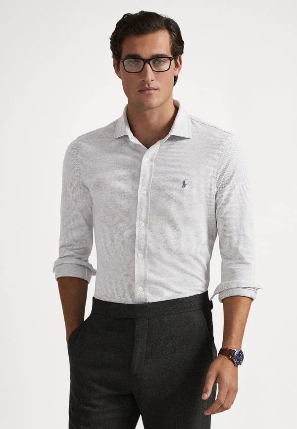 Рубашка с воротником-стойкой и узором «гусиная лапка» Polo Ralph Lauren, Antique Cream/Puppytooth