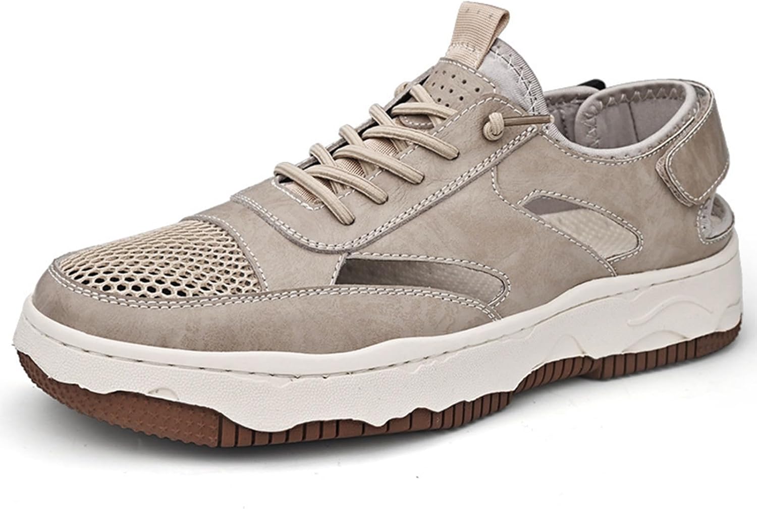 

Мужские дышащие кроссовки Crepuscute с сеткой, регулируемые на шнуровке, на платформе, с застежкой-липучкой, противоскользящие, для походов, прогулок и рыбалки, слипоны, летние пляжные сандалии, лоферы, желтый