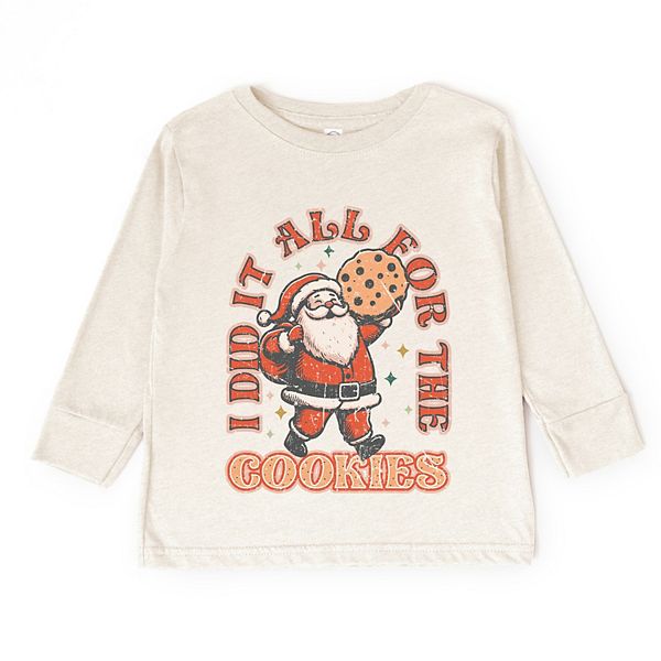 

Футболка с длинным рукавом I did it all for the cookies santa для малышей The Juniper Shop, Natural