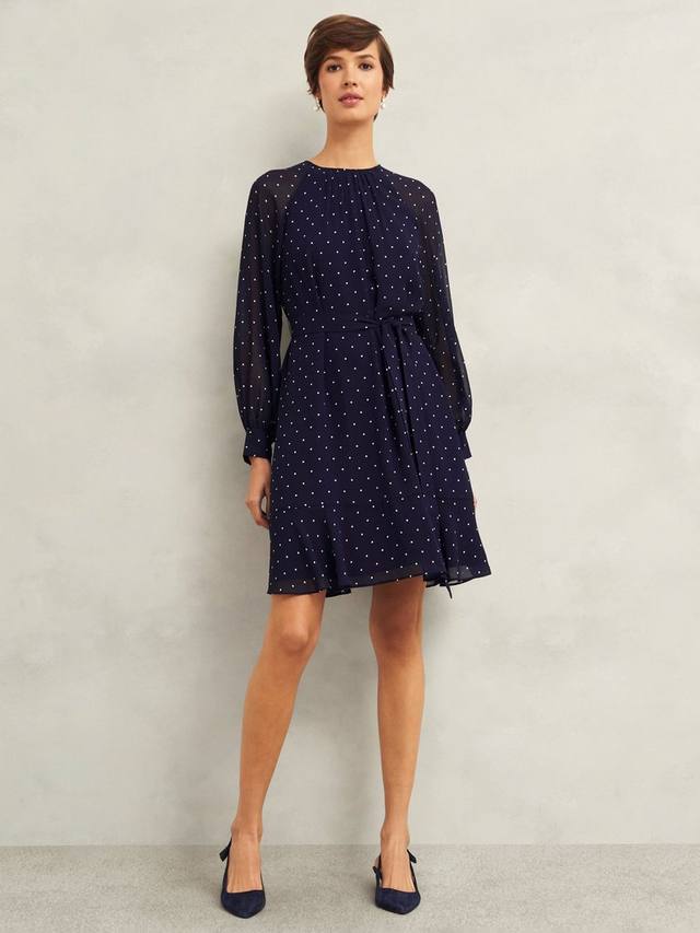 

Платье рози в горошек Hobbs, цвет Navy/Ivory