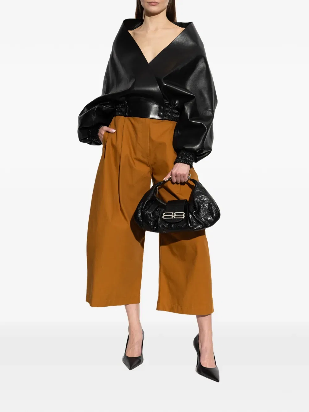 Широкие брюки со складками Balenciaga, коричневый — фото 2