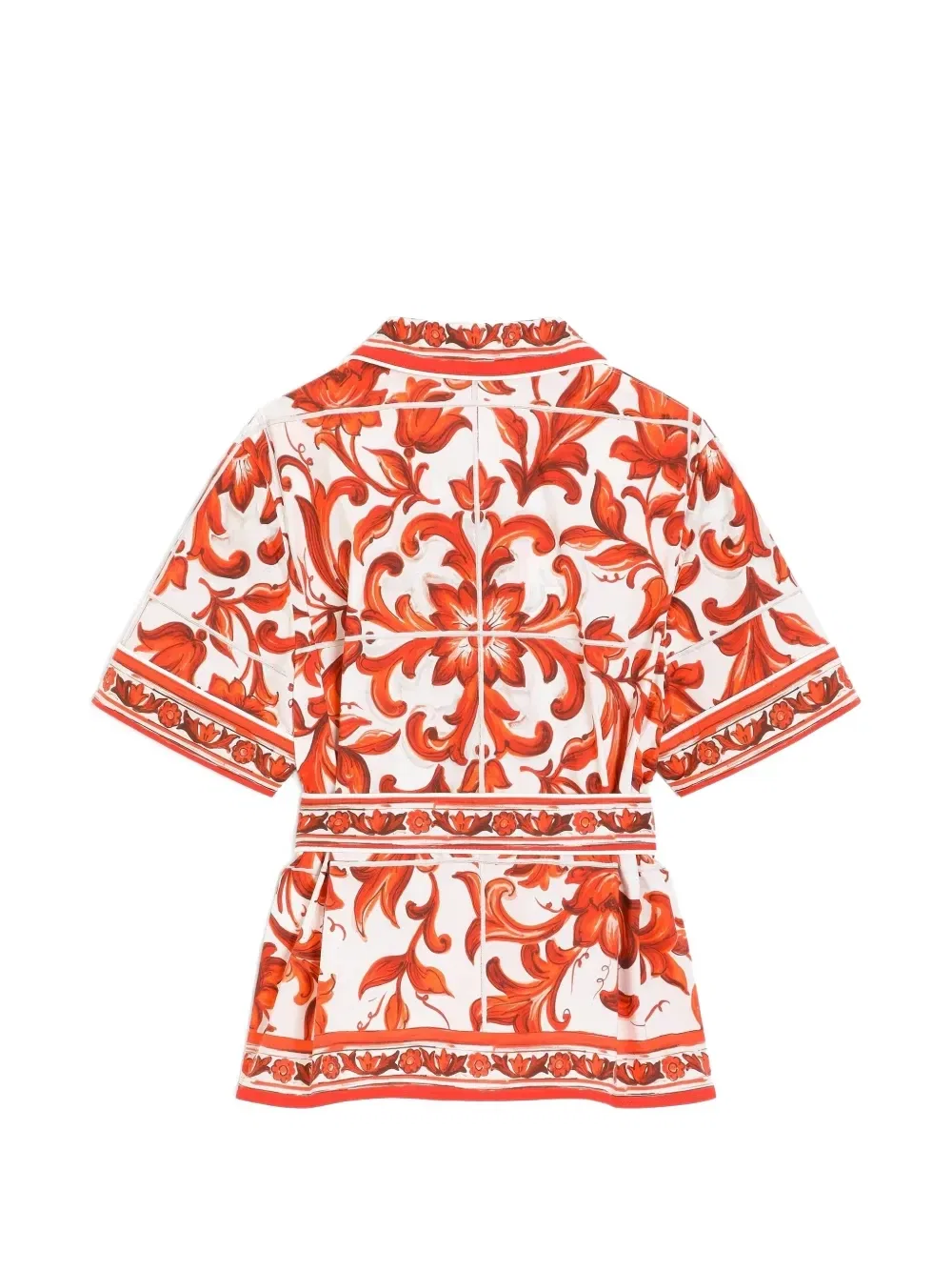 Рубашка Vanity из поплина с принтом Majolica Dolce & Gabbana Kids, белый — фото 2