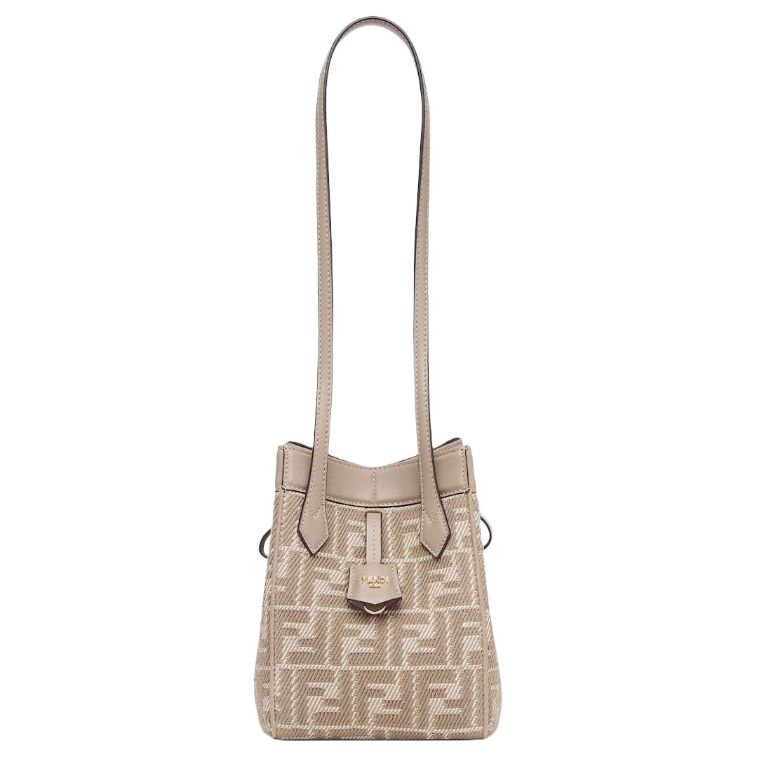 

FENDI Оригами джинсовая сумка ведро мини женская голубиный серый