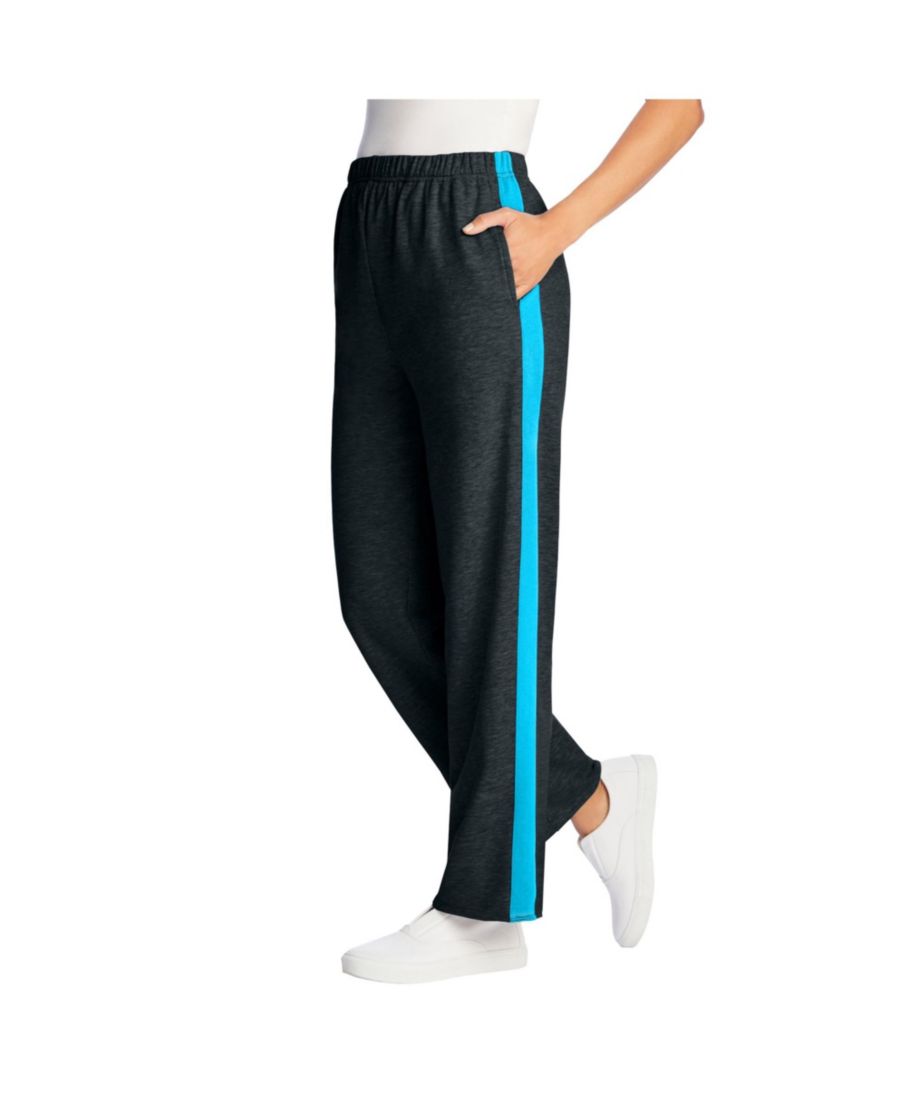 

Женские брюки прямого кроя из хлопковой французской махровой ткани Within с боковыми полосками Woman Within, Heather charcoal paradise blue