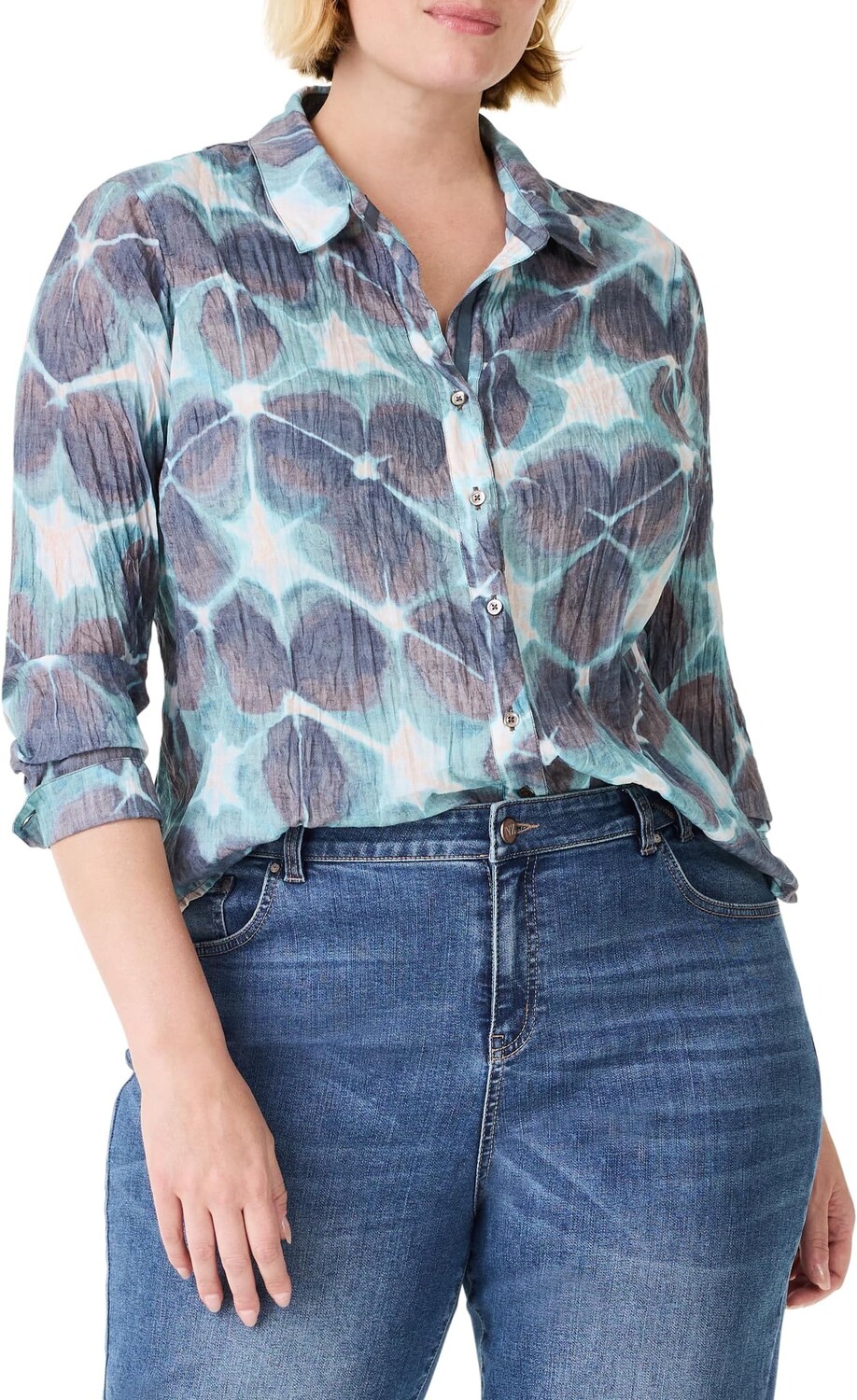 

Рубашка NIC+ZOE Plus Size Ethereal Seas Crinkle Shirt, цвет Aqua Multi