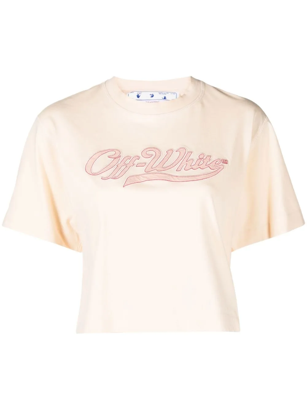 

Укороченная футболка с вышитым логотипом OFF-WHITE, нейтральный