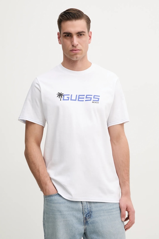 

Хлопковая футболка Guess, белый