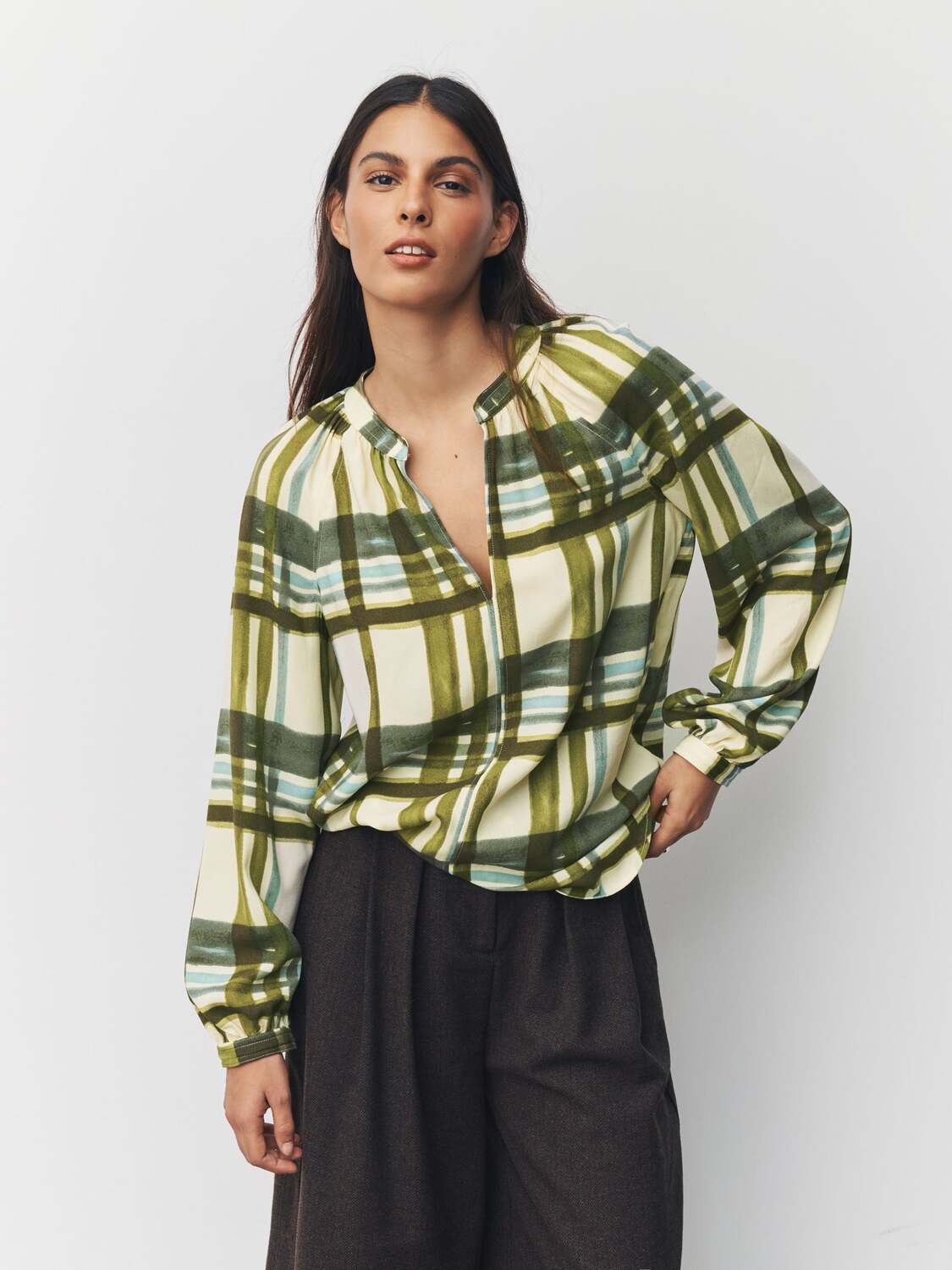 Next Блуза в цветах Olive, Pastel Green, Dark Green — фото 2