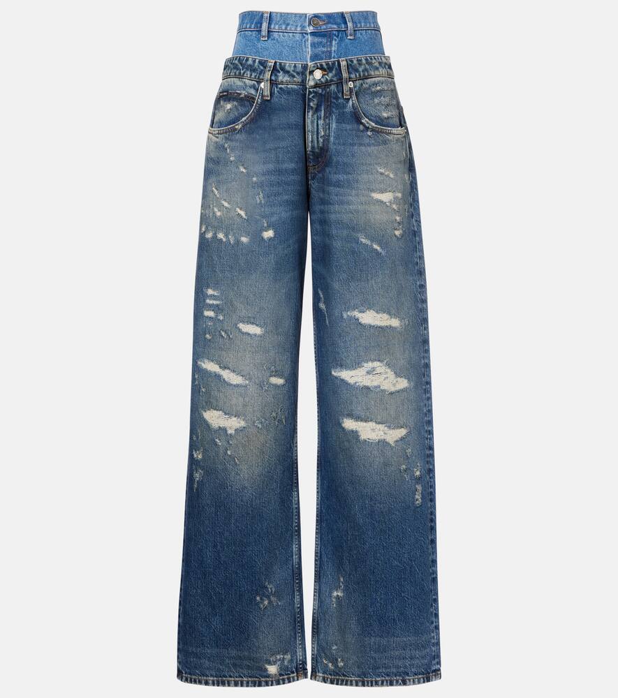 

Потёртые джинсы с высокой талией и широкими штанинами Dolce&Gabbana, Blue