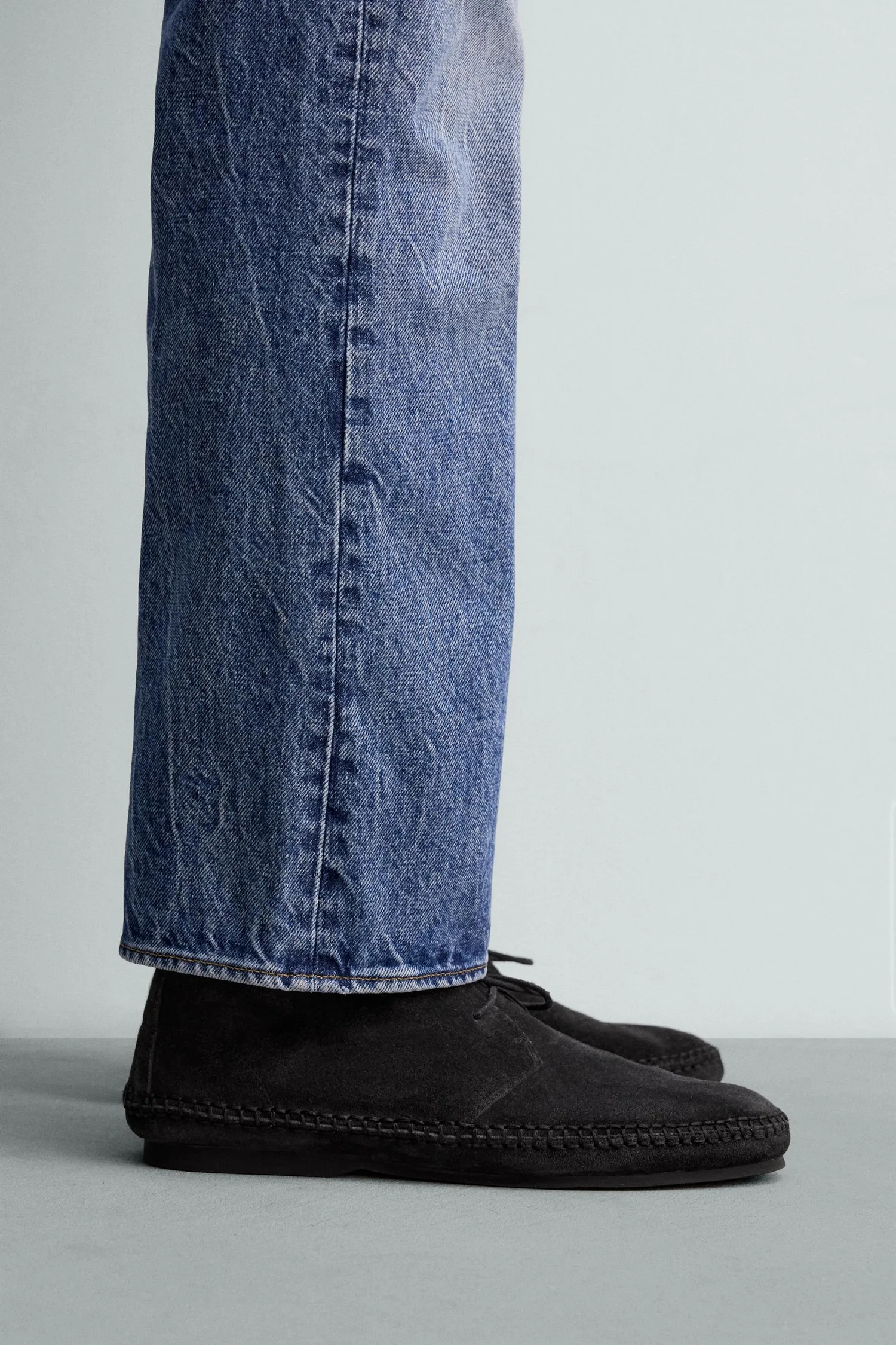 Кожаные туфли aaron levine x Zara с подошвой vibram, серый — фото 2