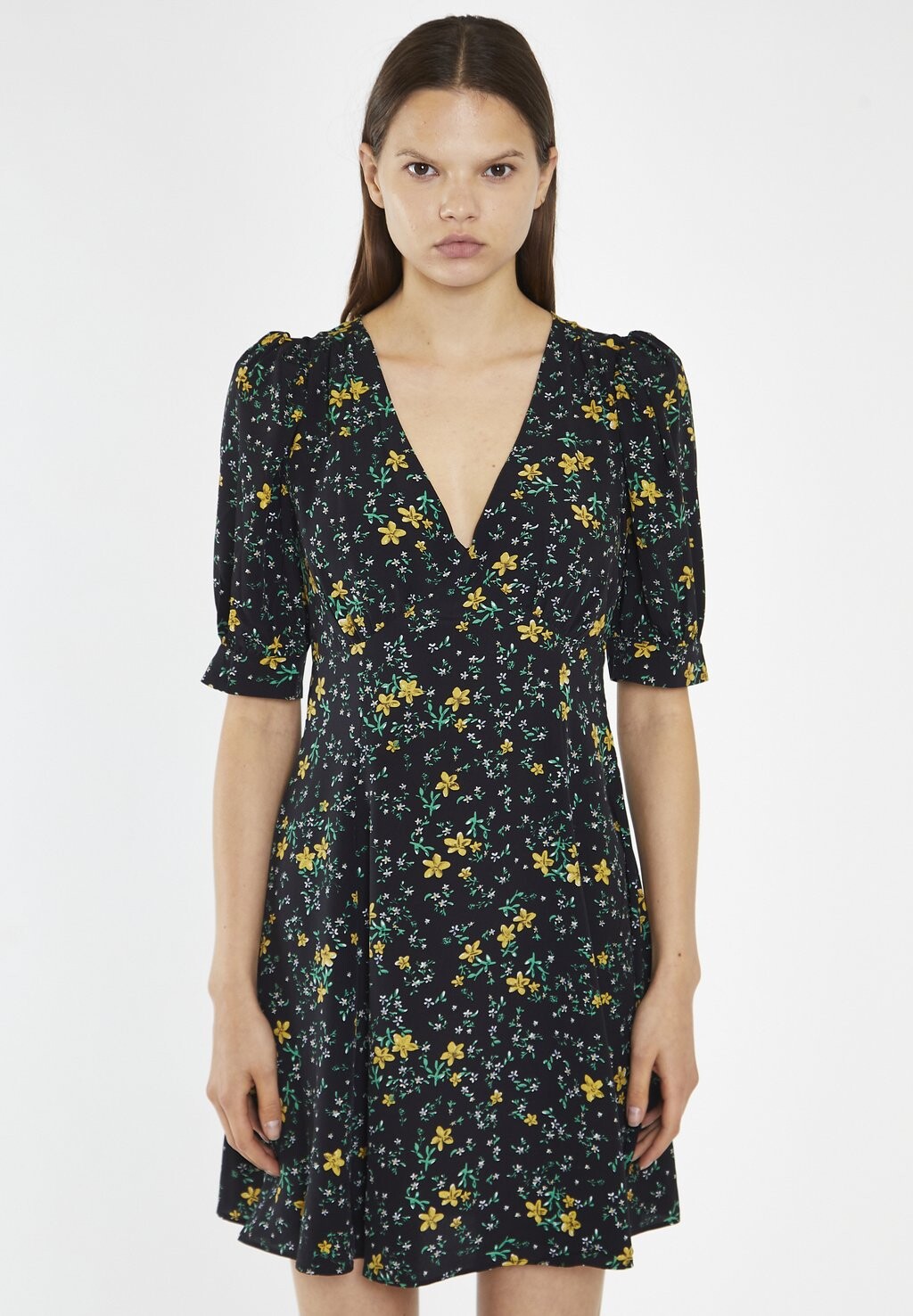 

Дневное платье V NECK SLEEVE FLORAL PRINT Glamorous, черный