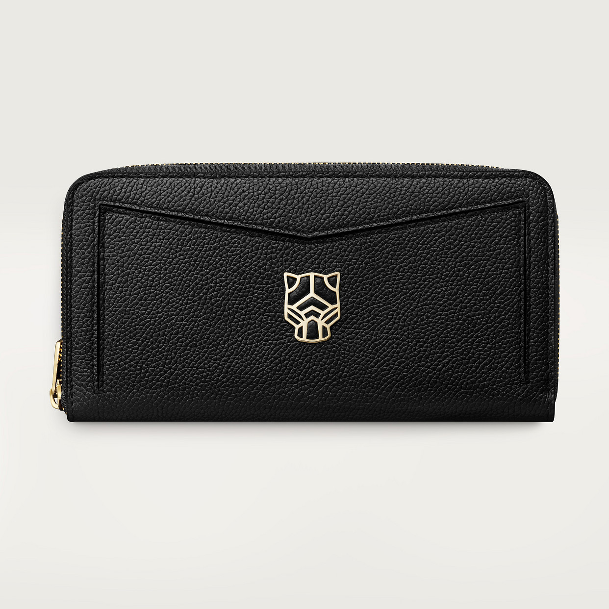 

Кошелек Cartier Portefeuille international zippé, Panthère Graphique de Cartier, черная зернистая телячья кожа