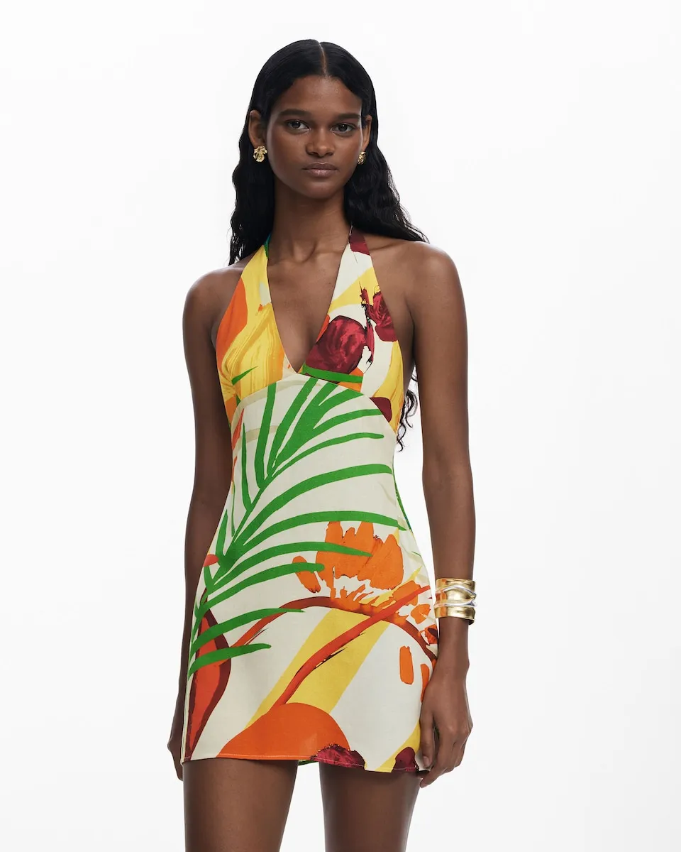 

Короткое тропическое платье Desigual, белый