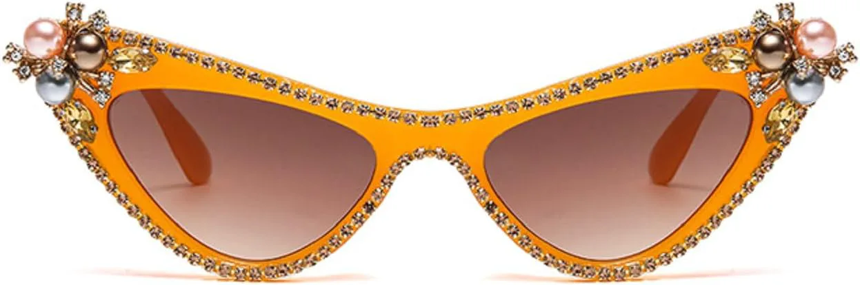 

Солнцезащитные очки Melrose Diamonds для женщин, роскошные, со стразами, уникальные модные солнцезащитные очки большого размера, женская модель 2412, Orange