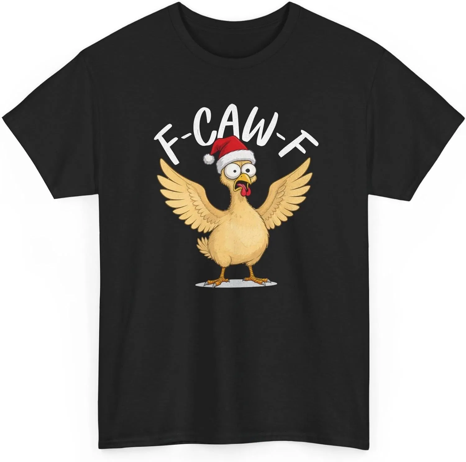 GENERIC Футболка F-caw-f с забавным мультяшным рождественским цыпленком | саркастичный юмор, антипраздничная футболка, подарок с черным юмором, подарок для брата