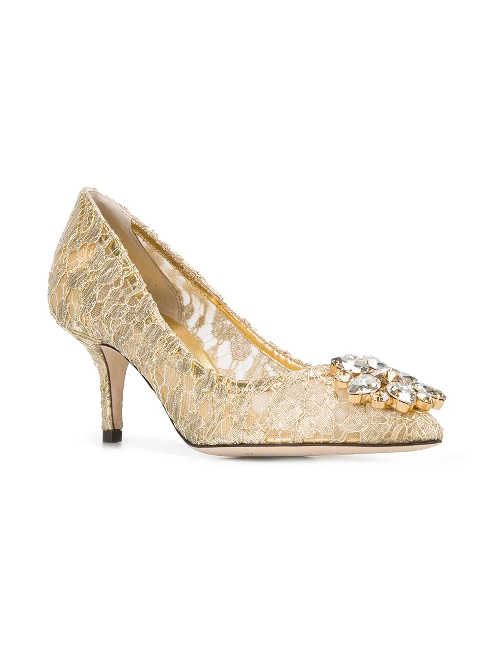 Кружевные туфли-лодочки Bellucci DOLCE & GABBANA, металлик — фото 2