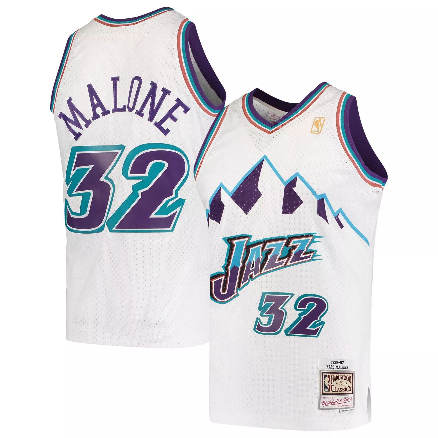 

Мужская белая майка Mitchell & Ness Karl Malone Utah Jazz Hardwood Classics 1996-97 Swingman, Белый, Мужская белая майка Mitchell & Ness Karl Malone Utah Jazz Hardwood Classics 1996-97 Swingman