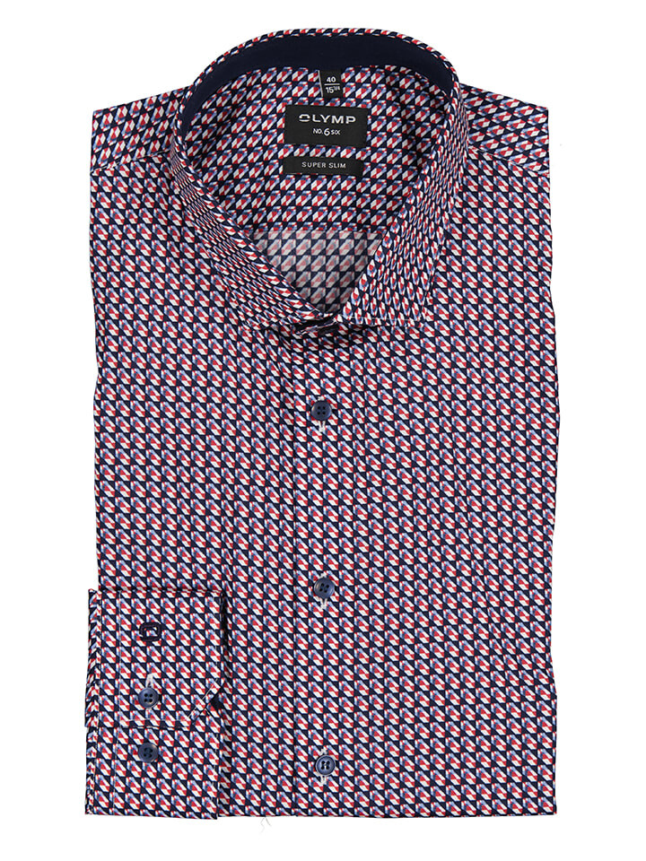 

Рубашка OLYMP No 6 six Super Slim fit, цвет dunkelblau/rot