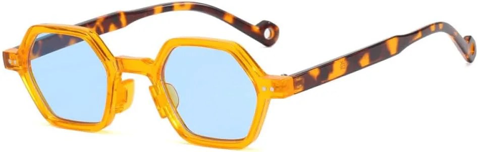 

Маленькие квадратные солнцезащитные очки для женщин в винтажном ретро-панк стиле, модная оправа, роскошные многоугольные очки generic, Orange Blue Leopard