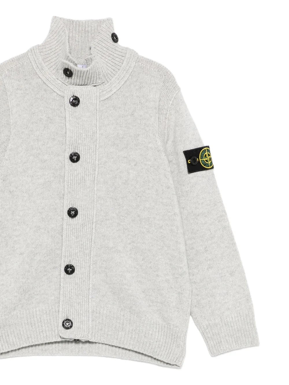 Кардиган с высоким воротом и пуговицами Stone Island Junior, серый — фото 3