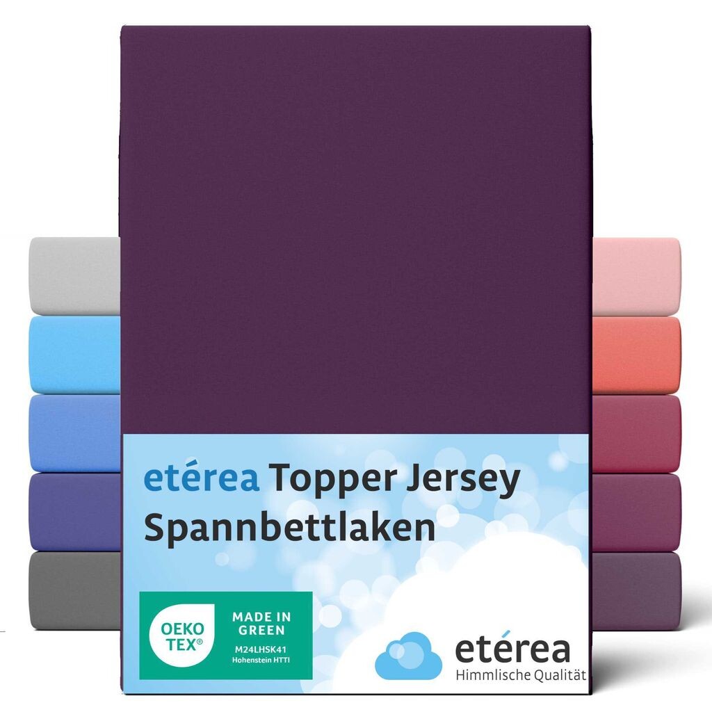 

ETÉREA Джерси-топпер Простыня 90x200см - 100x200 - 100% ХЛОПОК - Простыня Простыня 90x200см - 100x200 Наматрасник - Комфортная простыня Топпер Хлопок - OEKOTEX - Сливовый Etérea Himmlische Qualität
