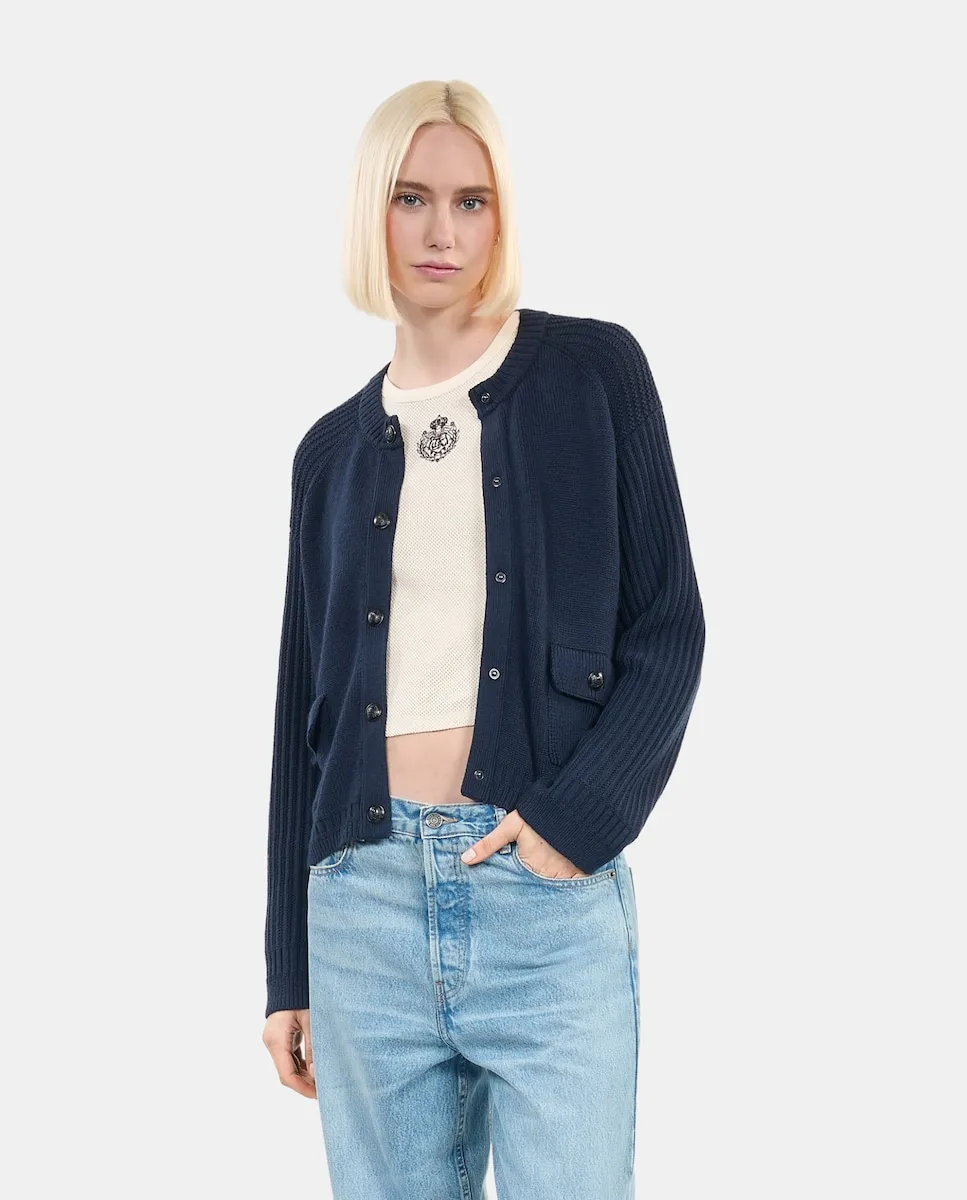 

Женский кардиган с карманами и кнопками The Kooples, тёмно-синий