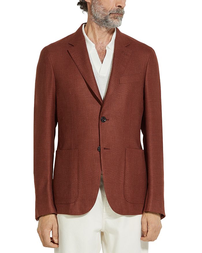 

Кашемировая шелково-льняная куртка-пиджак ZEGNA, красный