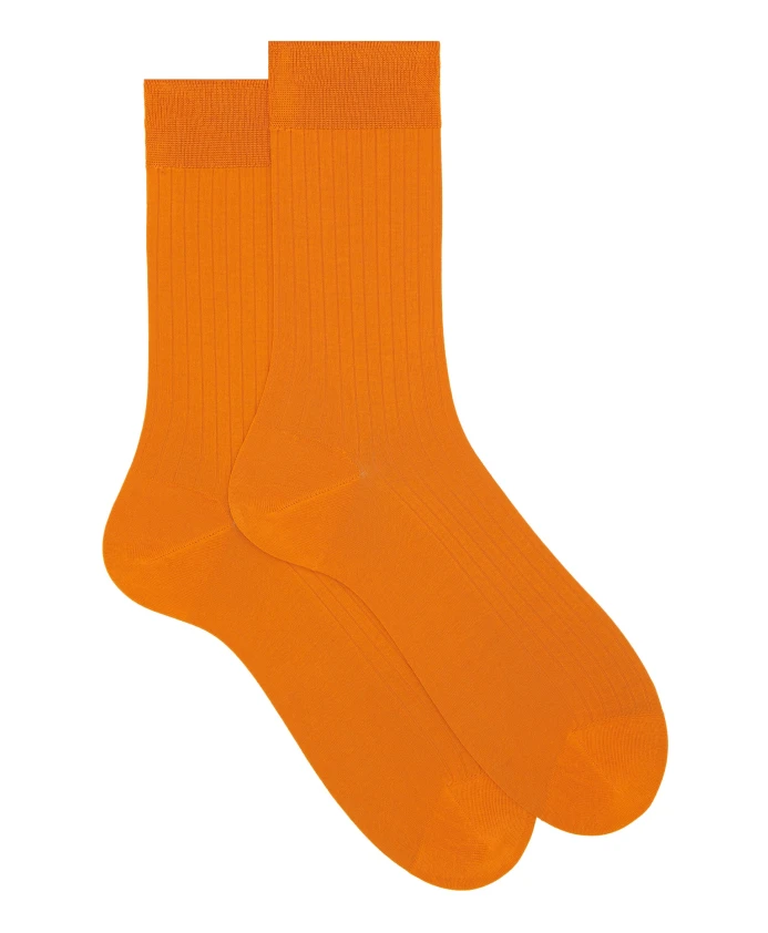 

Мужские короткие оранжевые хлопковые ребристые носки однотонного цвета Gallo, оранжевый