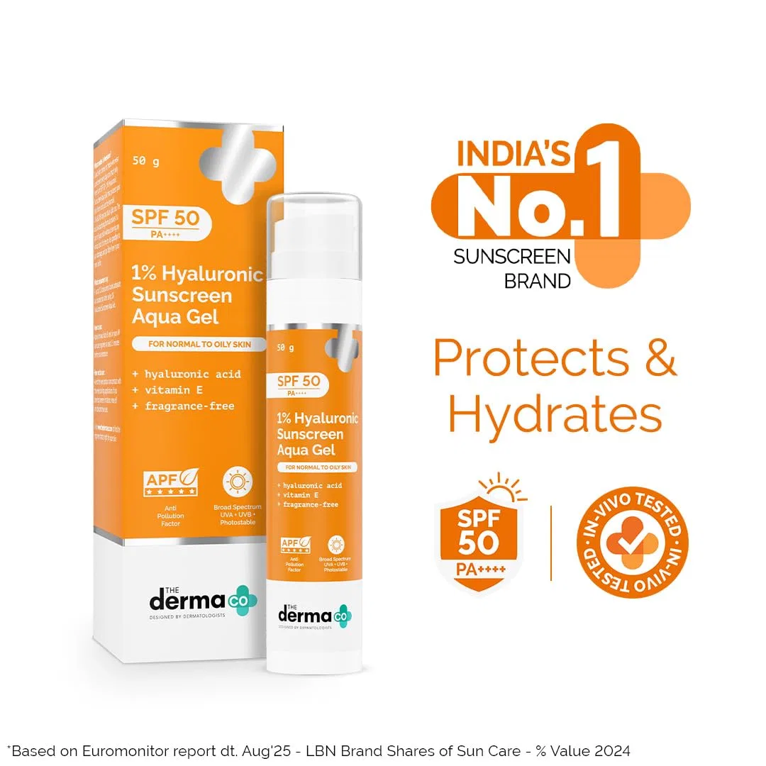 Ультралегкий гель-солнцезащитный крем «1% Hyaluronic Sunscreen Aqua» с SPF 50 PA++++ от The Derma Co The Derma Co — фото 2