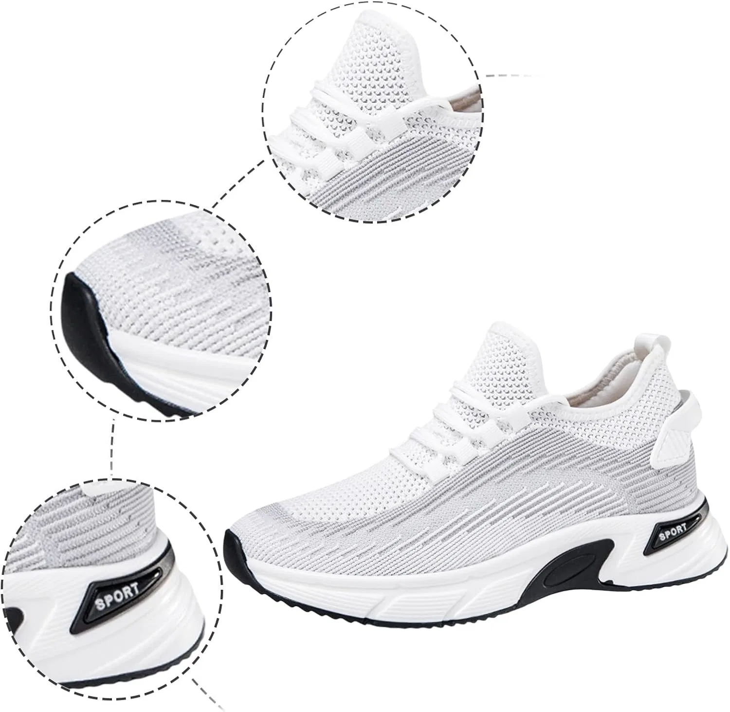 Generisch 2026-Кроссовки mit größerer Größe, modisch, einfarbig, Mesh, atmungsaktiv, sportlich, Laufschuhe, lässig, bequem, Wanderschuhe, Weiß — фото 2