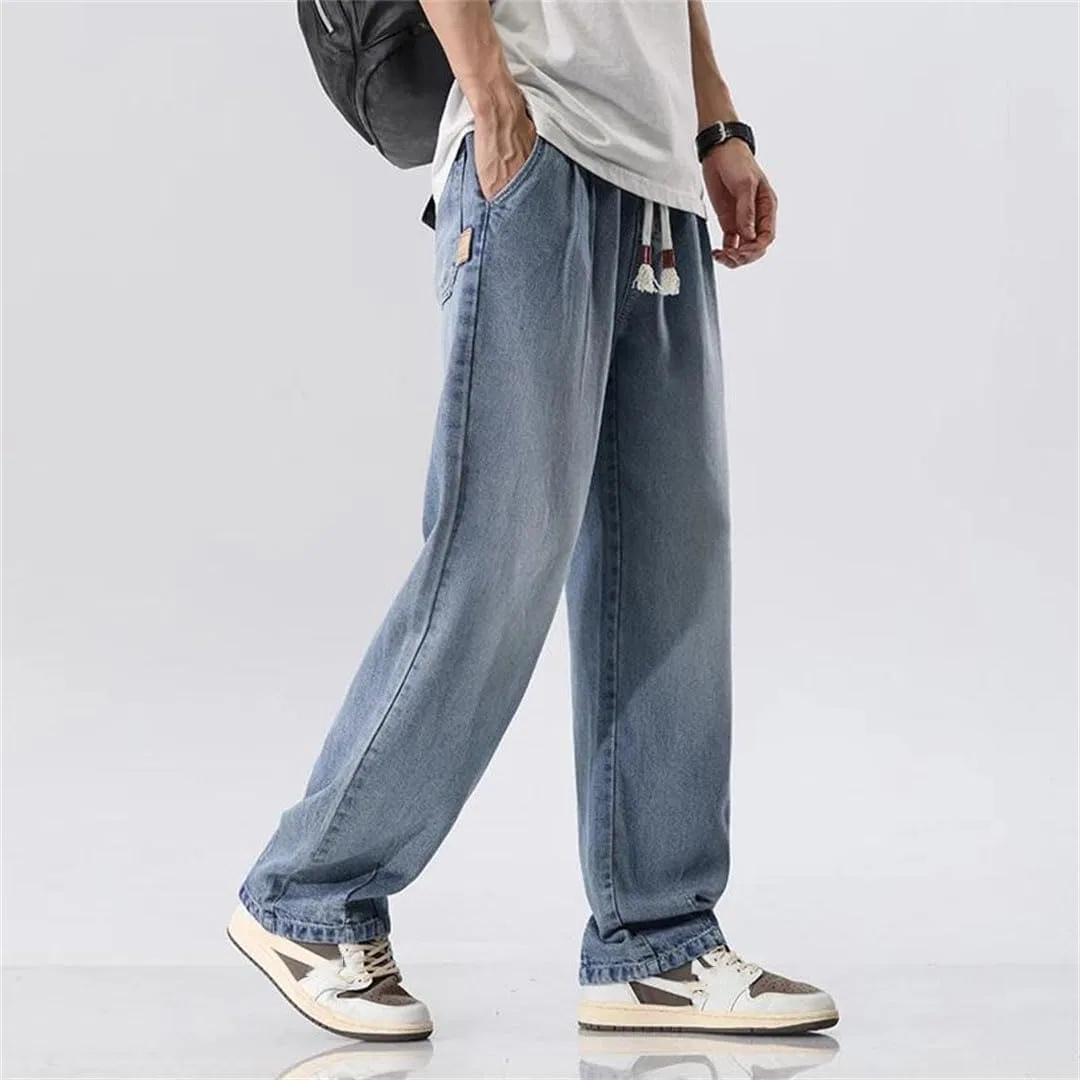 Джинсы свободные Men's Youth Hip Hop Streetwear, Retro Blue — фото 3