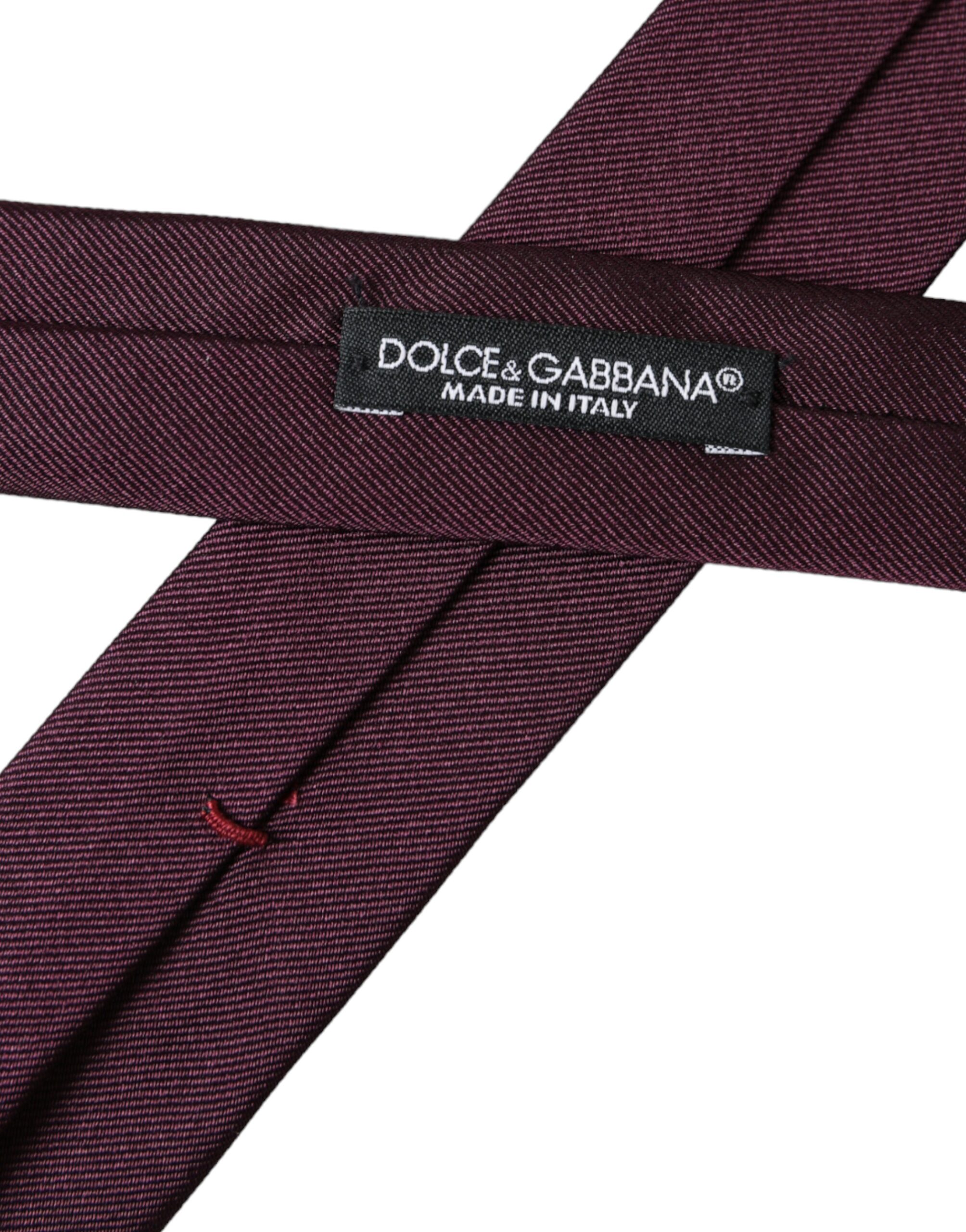 Галстук мужской бордовый однотонный 100% шелк регулируемый Dolce & Gabbana — фото 4
