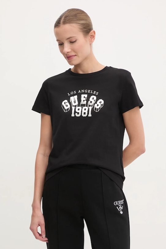 

Хлопковая футболка Martina Guess, черный