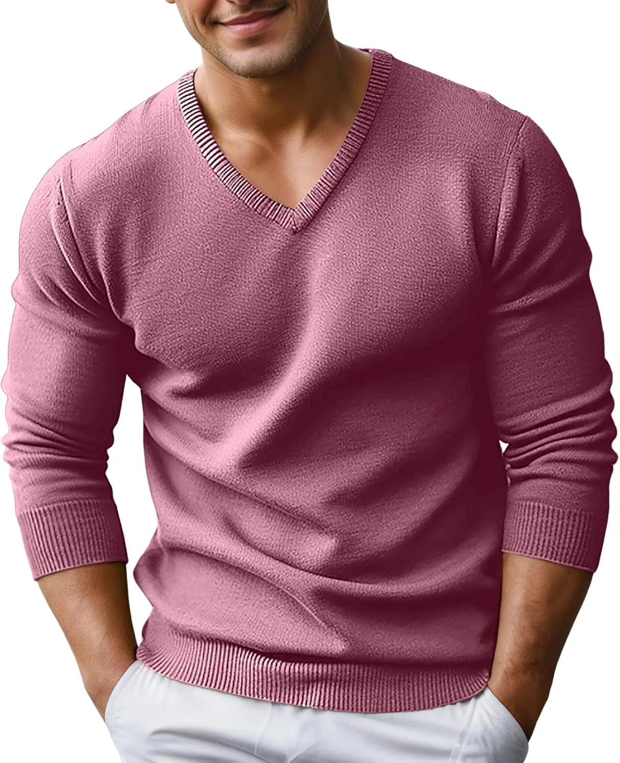 

Джемпер для мужчин JiXiang V-образный вырез с резинкой