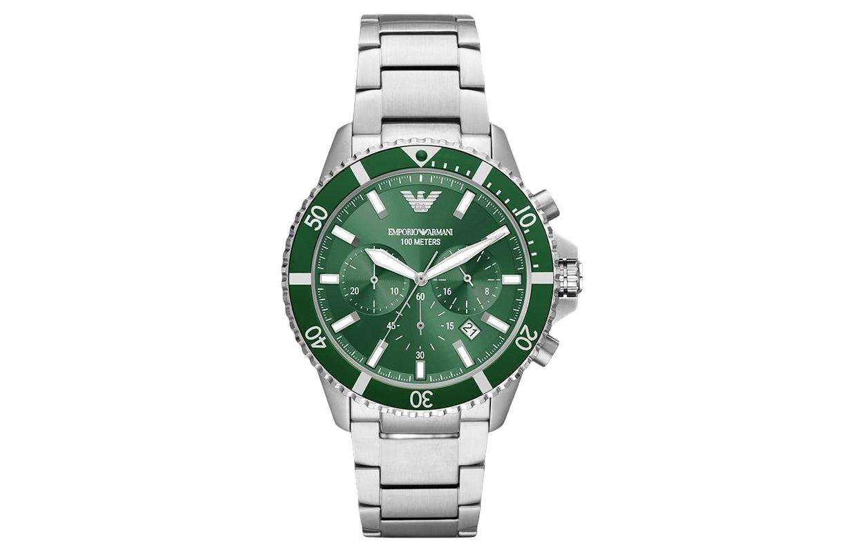 

EMPORIO ARMANI Часы Men Three Eye Chronograph Watch, Green Dial