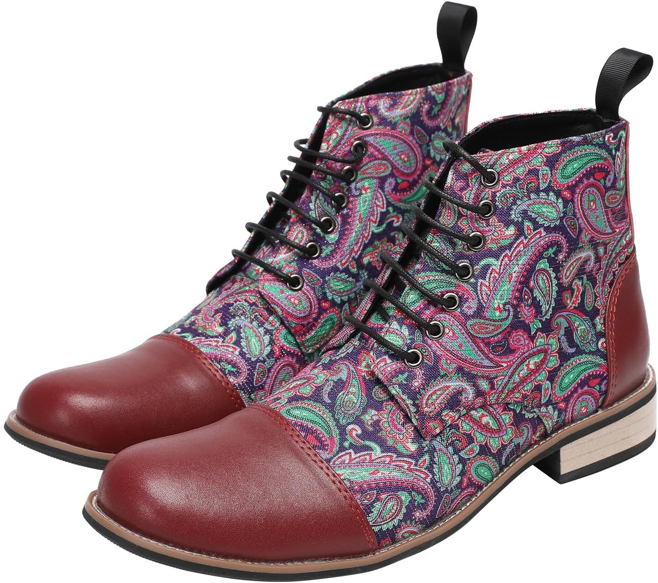 

Мужские вестерн-оксфорды Santimon - ковбойские сапоги с квадратным носком из натуральной кожи с вышивкой, для диско, вечеринок и бальных танцев, Red-b