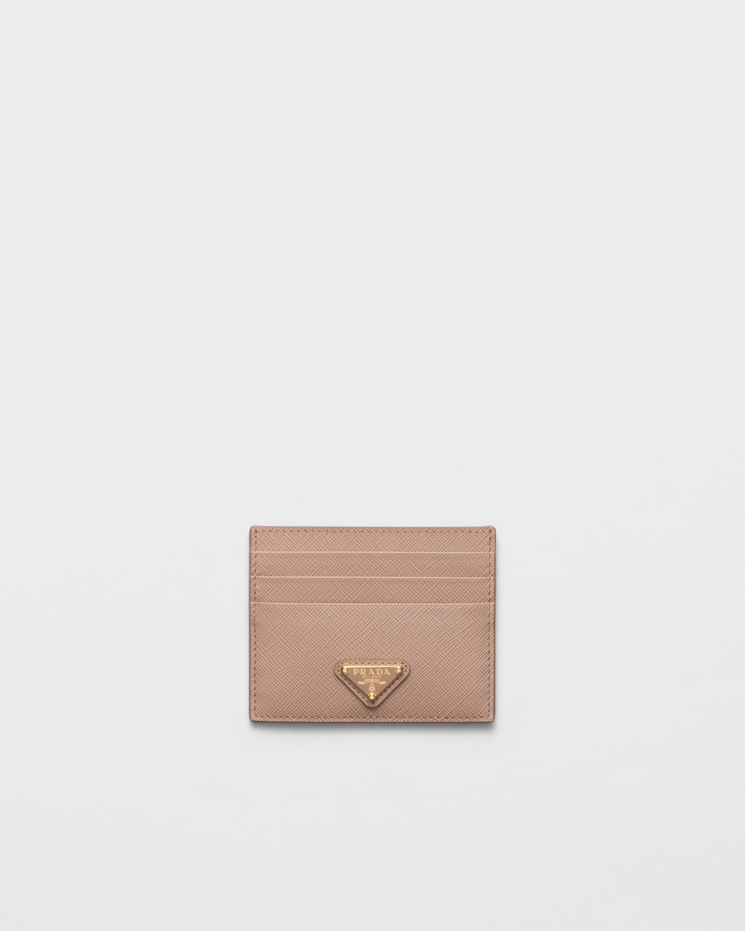 

Кардхолдер из сафьяновой кожи Prada, бежевый