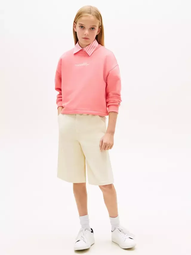 Детская хлопковая толстовка с логотипом и блестками Tommy Hilfiger, Pink — фото 2