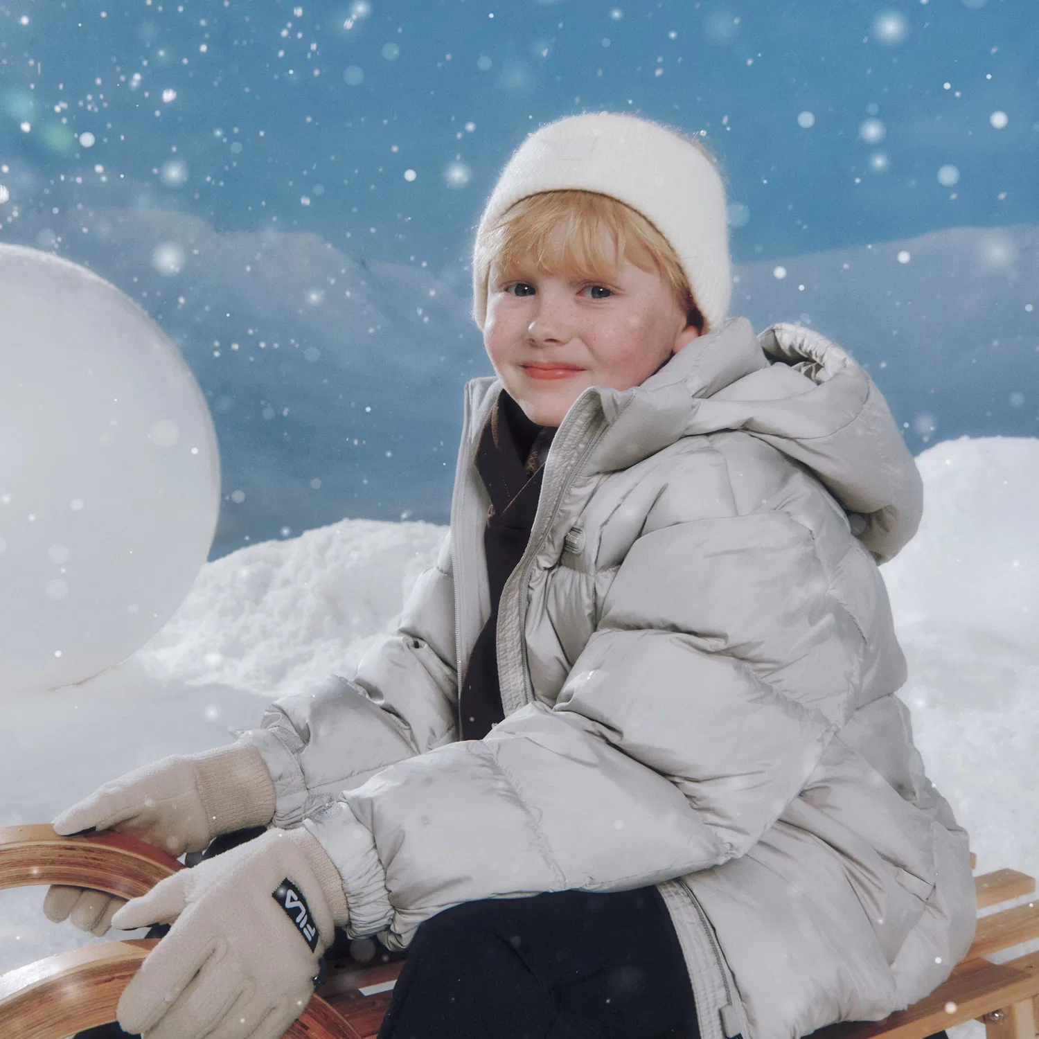 Детский лёгкий пуховик Fila Kids Light Puffer Goose Down, серый